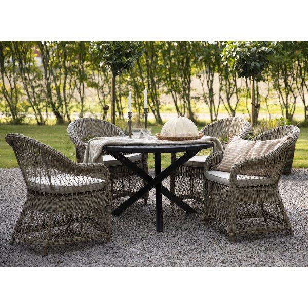 Buitenfauteuil van synthetisch rotan in natuurlijke kleur Buitenfauteuil van synthetisch rotan in natuurlijke kleur