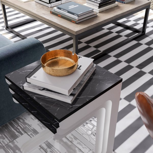 Hare satsbord 45,5 x 51 cm - Vit/svart Hare satsbord 45,5 x 51 cm - Vit/svart