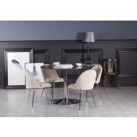 Plaza matgrupp, marmorbord med 4 st Plaza sammetsstolar - Beige/Grå/Krom Plaza matgrupp, marmorbord med 4 st Plaza sammetsstolar - Beige/Grå/Krom