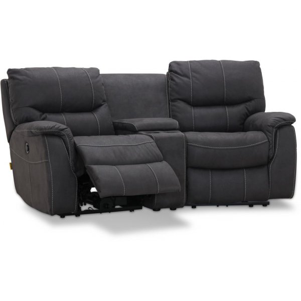 Rom elektrisk 2-sits reclinersoffa - Grå tyg Rom elektrisk 2-sits reclinersoffa - Grå tyg