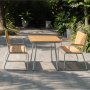 Mllan utegrupp i teak: 2 st soffor med matbord 120x80 cm