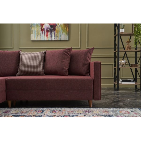 Aydam slaapbank links - Burgundy