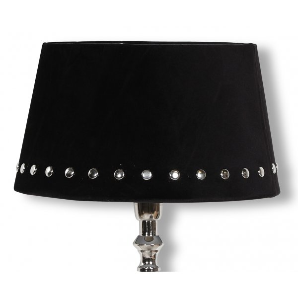 Velvet lampskrm med nitar 25 cm - Svart / krom
