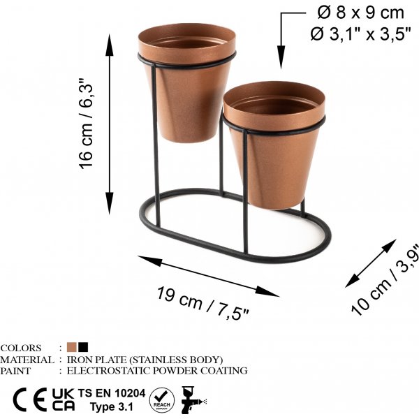 Plato 15 pots - Cuivre/noir