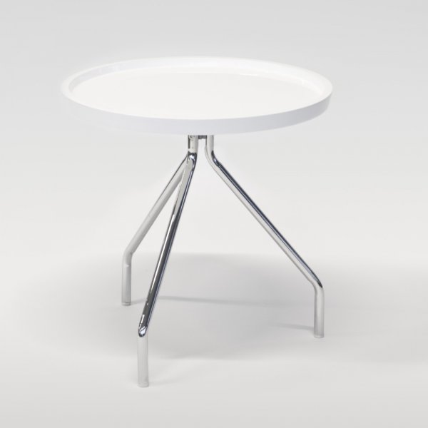 Tray runt lampbord D50 cm - Vit / Krom