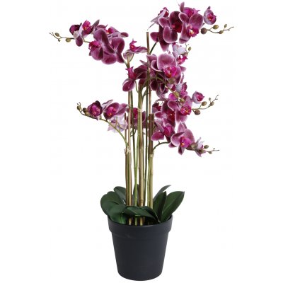 Konstvxt - Orkid 8 stnglad H80 cm - Mrkrosa