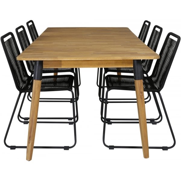 Julian utematgrupp med 6 st Lindos stolar - Svart/Natur Julian utematgrupp med 6 st Lindos stolar - Svart/Natur