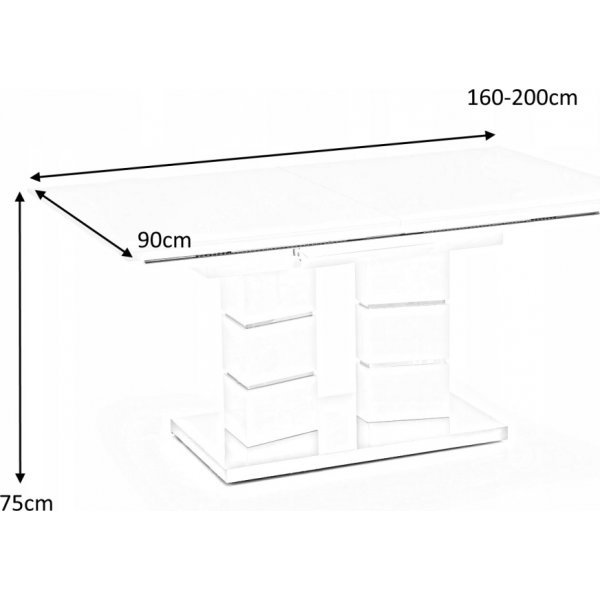 Table  manger Anastacia 160-200 cm - Blanc brillant