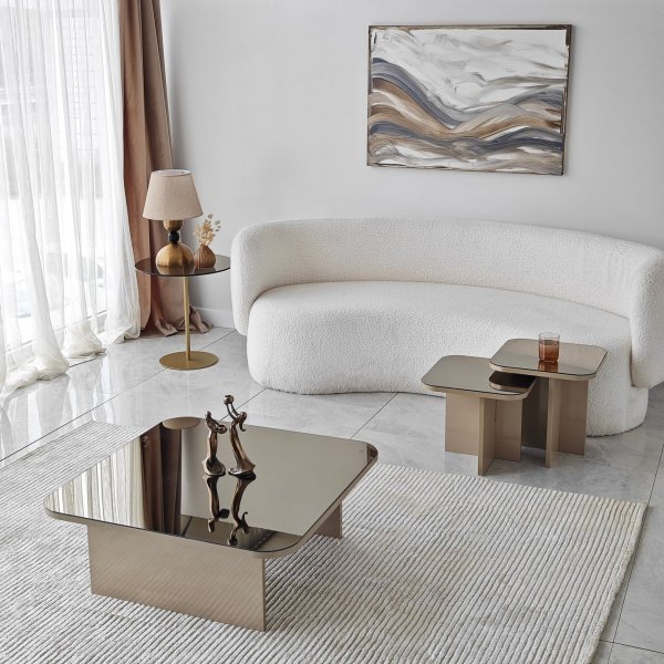 Ensemble table basse Jazz 80/40/40 x 80/40/40 cm - Beige/bronze Ensemble table basse Jazz 80/40/40 x 80/40/40 cm - Beige/bronze