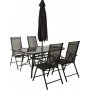 Bjurvik matgrupp; bord med 4 st stolar plus parasol By Martinsen - Svart