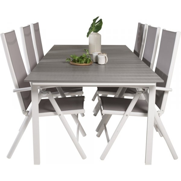 Levels utematgrupp med 6 st Break positionsstolar - Grå/Vit Levels utematgrupp med 6 st Break positionsstolar - Grå/Vit