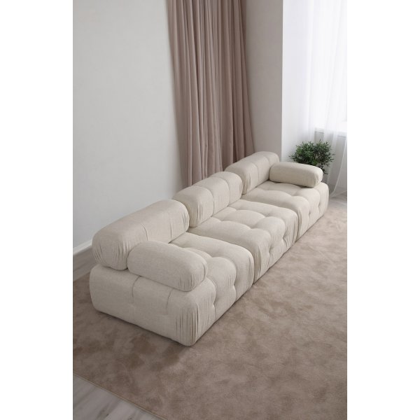 Soffa i beige sammet 315 cm bred Soffa i beige sammet 315 cm bred