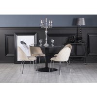 Plaza matgrupp, marmorbord med 4 st Plaza sammetsstolar - Beige/Grå/Svart Plaza matgrupp, marmorbord med 4 st Plaza sammetsstolar - Beige/Grå/Svart