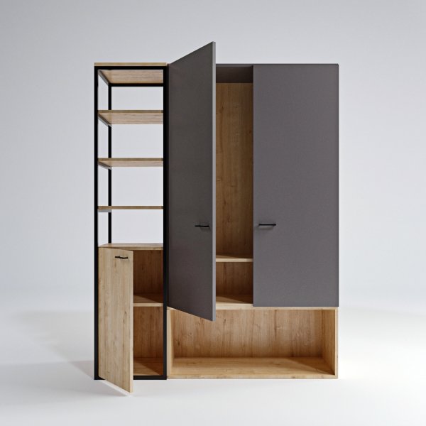 Armoire Limbo 602 - Anthracite/chêne Armoire Limbo 602 - Anthracite/chêne