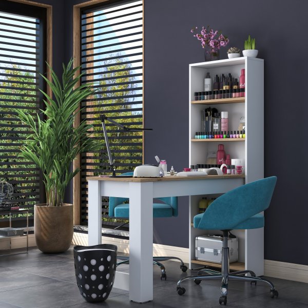 Bureau Jalle 13, 120 x 54 cm - Noyer/blanc Bureau Jalle 13, 120 x 54 cm - Noyer/blanc