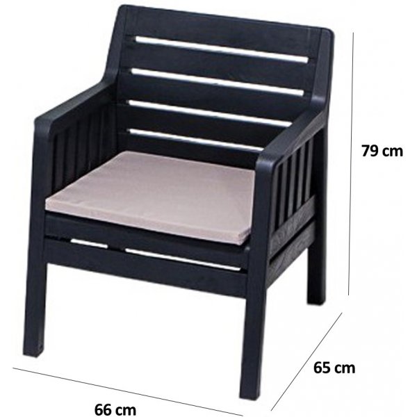 Groupe salon Lara avec canapé 3 places, 2 fauteuils et table - Anthracite Groupe salon Lara avec canapé 3 places, 2 fauteuils et table - Anthracite