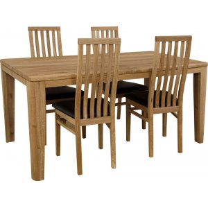 Groupe de repas Table  manger Alaska 160x90 cm avec 4 chaises Alaska - Chne huil/PU noir