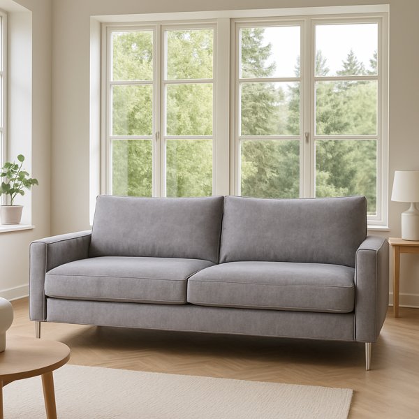 Soffa Nordic 219 cm - Gråbeige läderimitation Soffa Nordic 219 cm - Gråbeige läderimitation