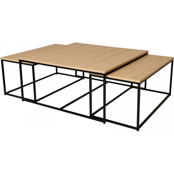 Table basse Andora 3-en-1 100x100 - Placage chne pigment blanc