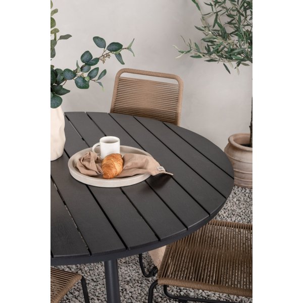 Break utematgrupp med 4 st Lindos stolar - Svart/Latte