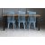 Groupe de salle  manger Dalsland: Table  manger en noir/chne avec 6 chaises chevilles bleu tourterelle