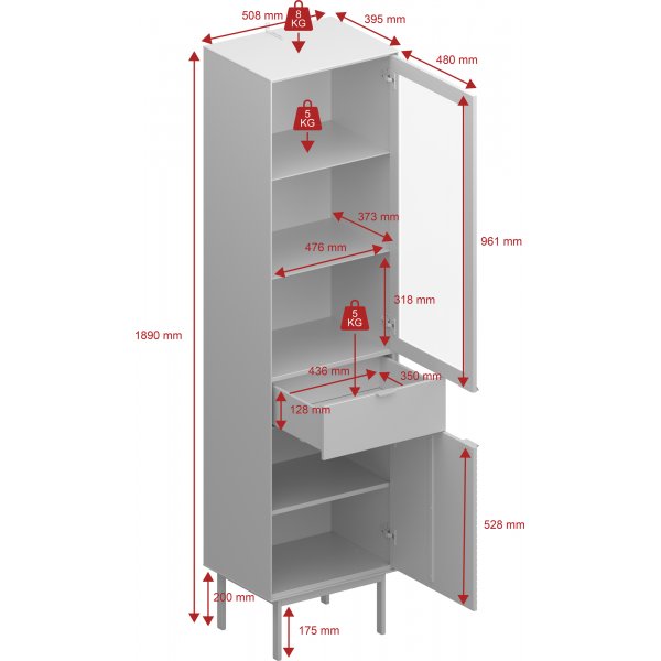 Soma vitrinekast met glazen deur - Zwart/espresso