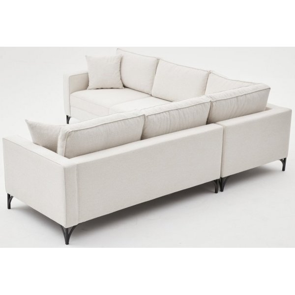 Canapé d'angle Berlin - Blanc crème/noir Canapé d'angle Berlin - Blanc crème/noir