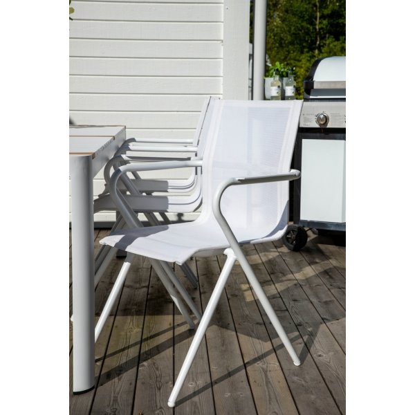Togo utematgrupp med 6 st Alina stolar - Teak/Vit Togo utematgrupp med 6 st Alina stolar - Teak/Vit