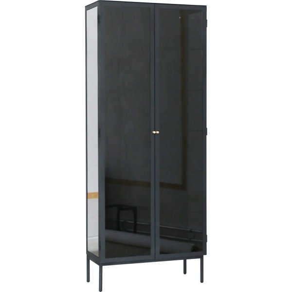 Revel vitrinskp 200x80 cm - Svart / Tonat glas