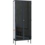 Revel vitrinskp 200x80 cm - Svart / Tonat glas