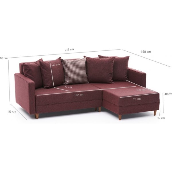 Aydam slaapbank rechts - Bordeaux