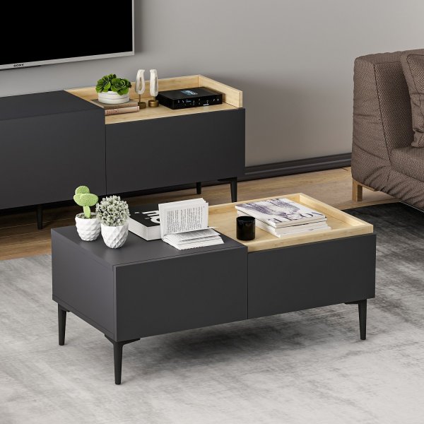 Table basse Mya Anthracite - 91,8 x 45 cm Table basse Mya Anthracite - 91,8 x 45 cm