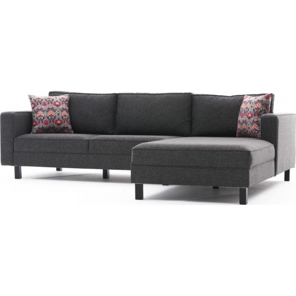 Canap divan droit Kale - Lin anthracite