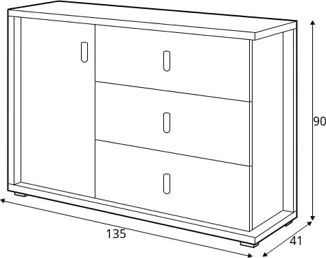 Simi dressoir 135 cm - Hickory/wit Simi dressoir 135 cm - Hickory/wit