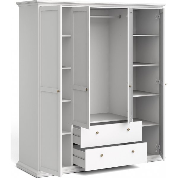 Armoire Paris avec 4 portes et 2 tiroirs - Blanc Armoire Paris avec 4 portes et 2 tiroirs - Blanc