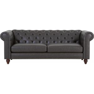 Royal Chesterfield 3-sits soffa mrkbrunt konstlder + Mbelvrdskit fr textilier