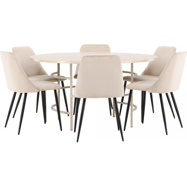 Matbord Copenhagen med 6 st Night stolar - Beige/whitewash Matbord Copenhagen med 6 st Night stolar - Beige/whitewash