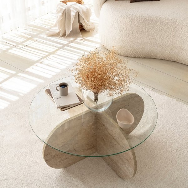 Table basse Bubble Ø75 cm - Travertin Table basse Bubble Ø75 cm - Travertin