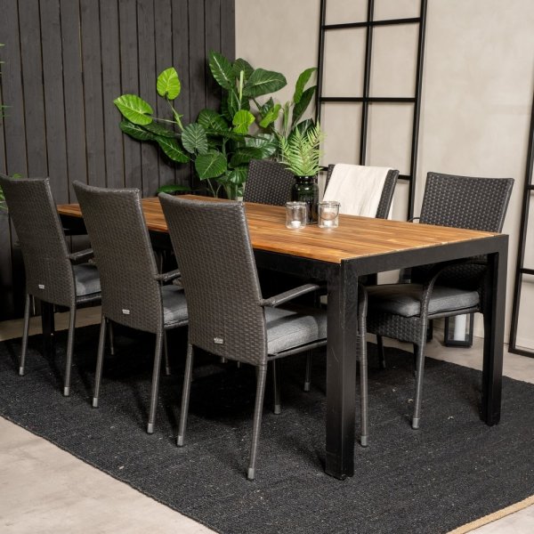 Bois utematgrupp med 6 st Anna stolar - Svart/Natur