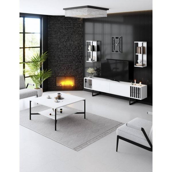 Table basse Erki 80 x 80 cm - Blanc/noir