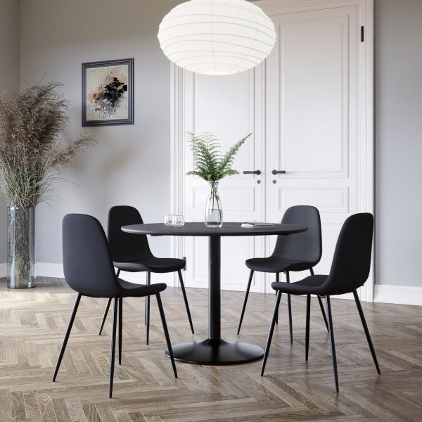 Seat matgrupp, matbord med 4 st Carisma matstolar - Svart + 4.00 x Servettringar