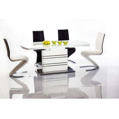 Celeste utdragbart matbord i vit hgglans 90x180-220 cm