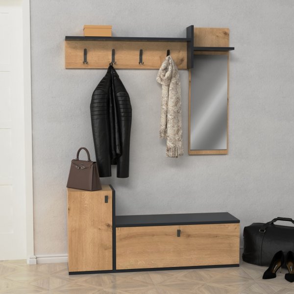 Ruby hallmöbel - Antracit/ek Ruby hallmöbel - Antracit/ek