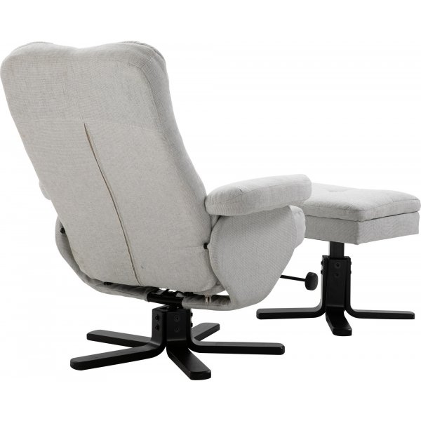 Duva reclinerfåtölj med fotpall - Grå tyg + Fläckborttagare för möbler Duva reclinerfåtölj med fotpall - Grå tyg + Fläckborttagare för möbler