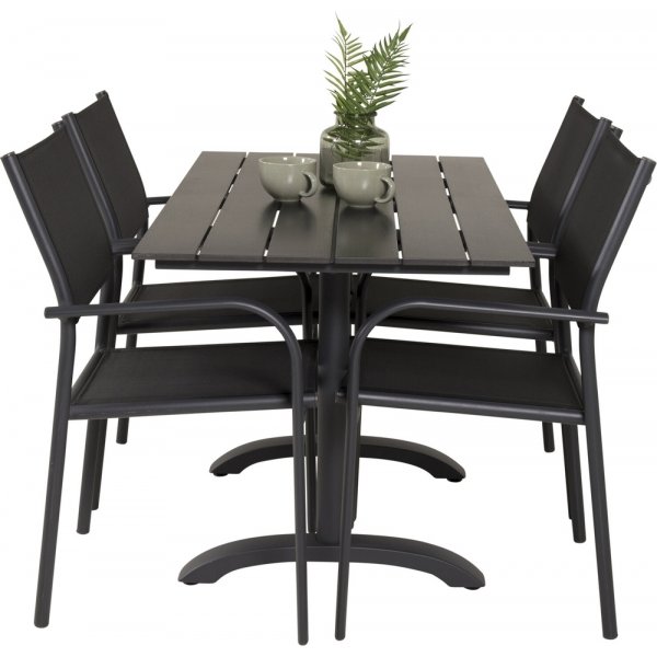 Denver utematgrupp med 4 st Santorini stolar - Svart