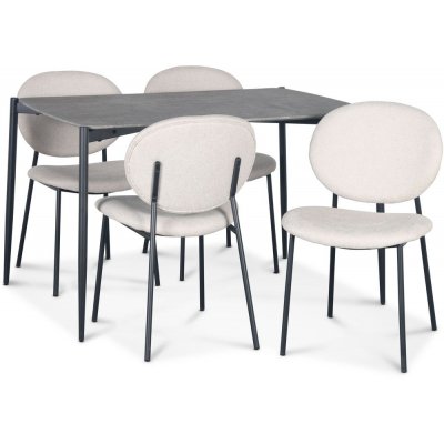 Lokrume matgrupp 120 cm bord i betongimitation + 4 st Tofta beige stolar