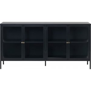 Buffet Toddy en mtal noir avec portes vitres, largeur 170 cm