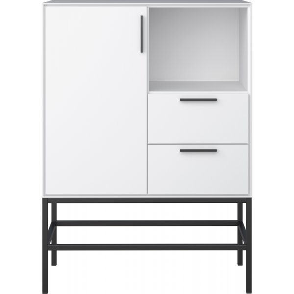 Meuble de rangement Slimline avec 1 porte et 2 tiroirs - Blanc/noir Meuble de rangement Slimline avec 1 porte et 2 tiroirs - Blanc/noir