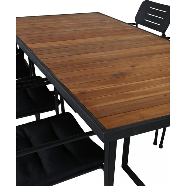 Khung utematgrupp med 6 st Nicke stolar - Svart/Natur Khung utematgrupp med 6 st Nicke stolar - Svart/Natur