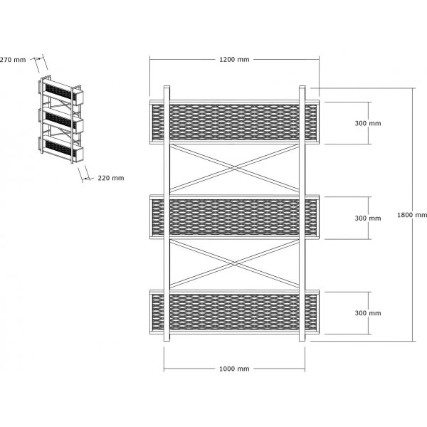 Bibliothèque Fire - Noyer/noir Bibliothèque Fire - Noyer/noir